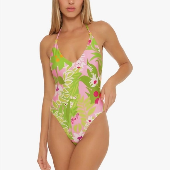 NWT TRINA TURK LA PALMA ONEPIECE SWIMSUIT Floral Halter One-Piece Swimsuit - Picture 3 of 6